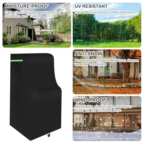 Arcade Table Cover, 600D Heavy-duty Waterproof Dust-Proof Covers for Indoors/Outdoors Arcade Game Machine Table ,All Weather Protective,31*22*66in,Black