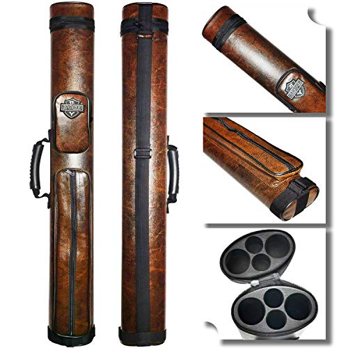 2x2 Hard cue case Oval Pool Cue Billiard Stick Carrying Case - color: B20-Brown