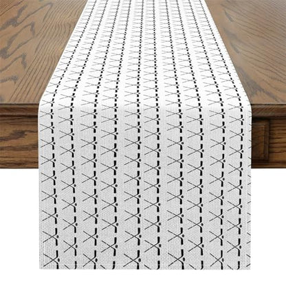 Erosebridal White Ice Hockey Table Runner 13x48, Hockey Ball Sports Table Runners for Kids Boys Girls, Racket Tabletop Decor for Dining Living Room Bedroom, Games Lacrosse Sticks Dresser Scarf - size: 13" X 72"