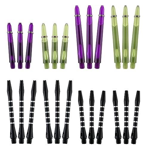 Dart Shafts for Soft and Steel Tips Aluminum Alloy Nylon Shaft PC Shaft Dart Stems 24 Pack