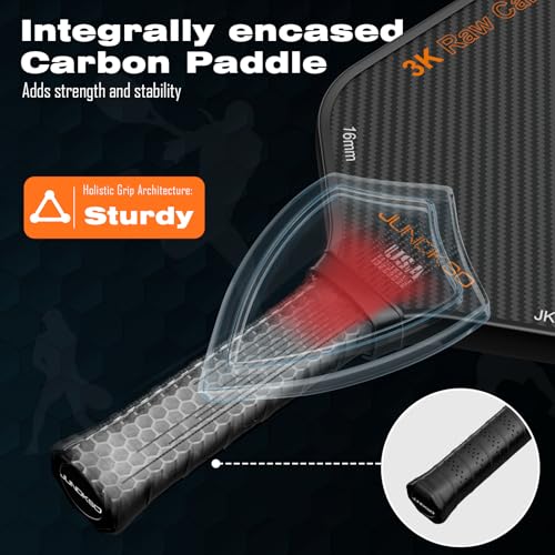 Carbon Fiber Pickleball Paddles USAPA Approved Raw Carbon Frosted - color: Black - Orange