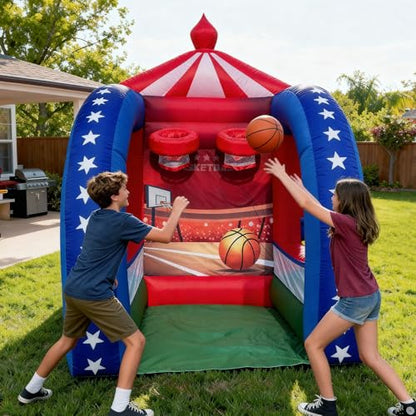 OZIS Inflatable Basketball Hoop Shot with Balls and Built-in Blower Portable Fun Shooting Target Hoops, Interactive Inflatable Carnival Games for Commercial Events, Parties, Family Activities - style: Basketball Hoop