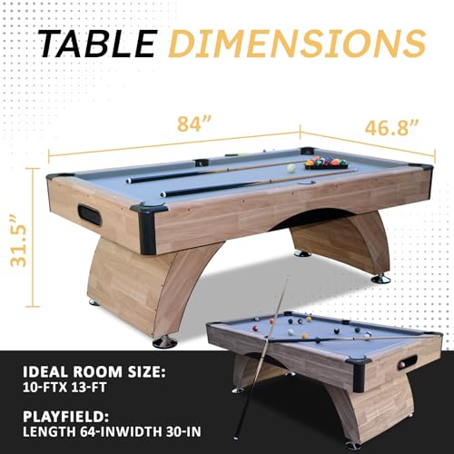 Billiards Table，7 FT Pool Table with Premium Accessories, Durable Matte-Black Finish, and Heavy Duty Legs for Modern Adult Rrec Room Family Game Room - color: Wood