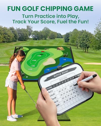 NAIZEA Golf Chipping Game with Stand - Golf Target Battle Games with Hitting Mat, 25 Sticky Balls, Indoor Outdoor Portable Golfs Game for Chipping Practice for Dads Golfers,80"x80"