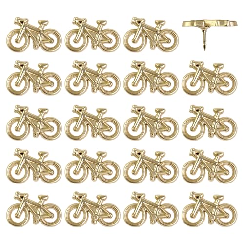 Bicycle Push Pins - Gold Metal Bike Pins - for Cork Board, Maps, or Lapel Pin Use - Designed in USA - Set of 10 - color: Bike - Gold, size: Set of 10