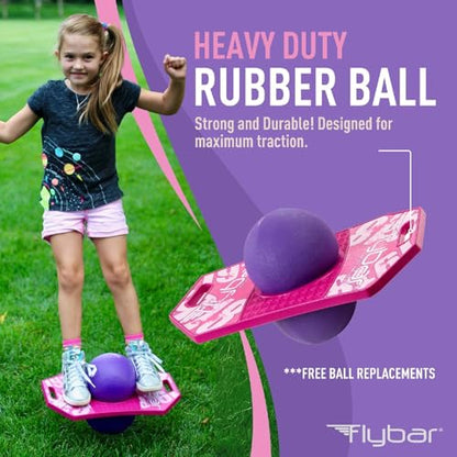 Flybar LED Pogo Trick Ball for Kids Balance Bounce Board w/Anti-Slip Deck - color: Pink Berry 2