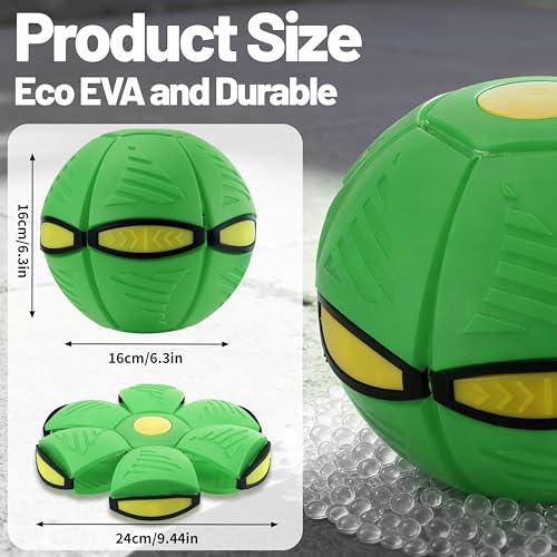 Magic Metaball, Magic Bouncing Ball, Magic Flying Saucer Interactive Pop-Up Transform Toy, Family Interaction Green Bouncy Ball, Collapsible Time Delay Frisbee Flying Disc Toy with 6 Light - color: Green
