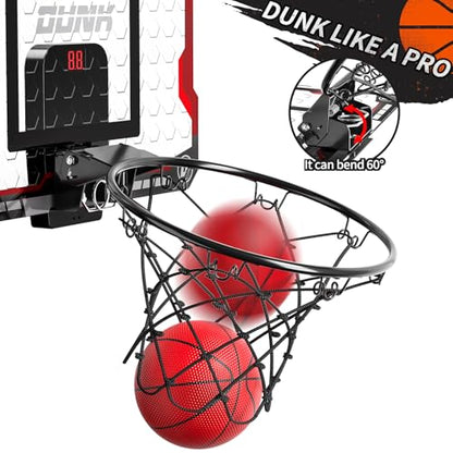 TEMI Indoor Basketball Hoop for Kids, Door Room Basketball Hoop,Mini Basketball Hoop with 4 Balls, Basketball Toys for 3 4 5 6 7 8 9 10 11 12 Year Old Boys - style: Basketball Hoop & Scoreboard & 4 Balls