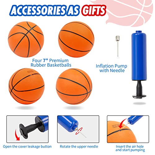 Foldable Electronic Dual Basketball Arcade Game,Double Shot 2 Player, 8 Game Options w/4 Balls LED Scoring System & Indoor Basketball Game for Youth, Adults