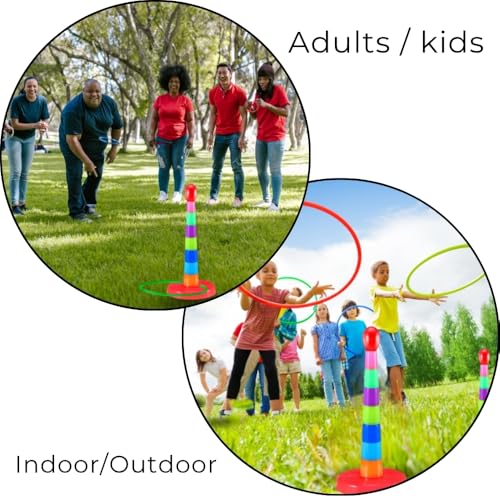 Ring Toss Game Set Colorful Plastic Sport 15" Kids 3+ and Adults