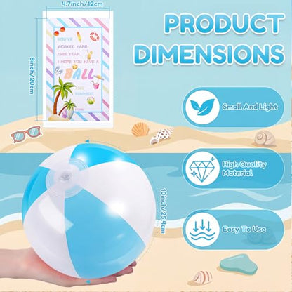 MiniInflat 24 Set End of Year Classroom Students Gifts from Teacher 10 Inch Inflatable Beach Balls Bulk Jumbo Big Beach Balls for Kids Summer Swimming Party Favor Water Games Supplies - color: Blue,White