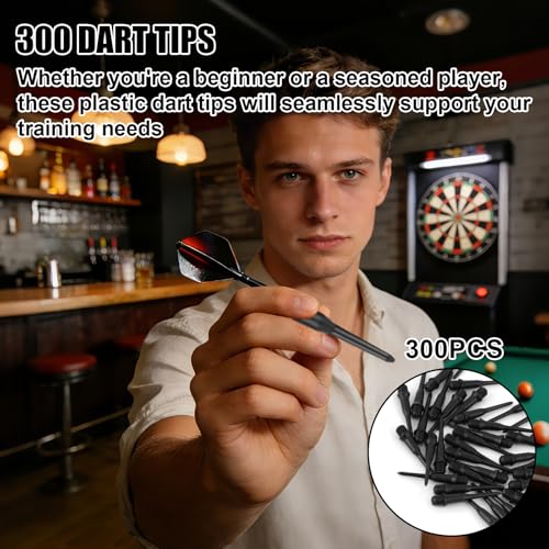 Penitue 300pcs 2BA Thread Soft Tip Dart Points, Plastic Dart Tips Replacement for Professional & Beginner Players
