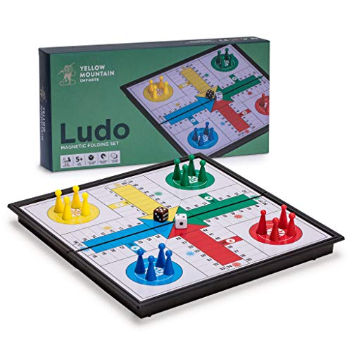 Magnetic Ludo Travel Game Set – 9.8" Folding Board for Classic Portable Strategy Play – Yellow Mountain Imports