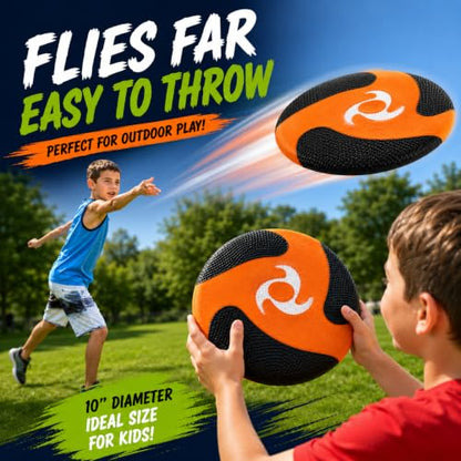 Liberty Imports 6 PCS Kids Soft Foam Flying Discs, 10" Sports Toy Throwing | Soft EVA Build, Lightweight, Textured Grip, Round Edges, Indoor & Outdoor, School Group Team Play