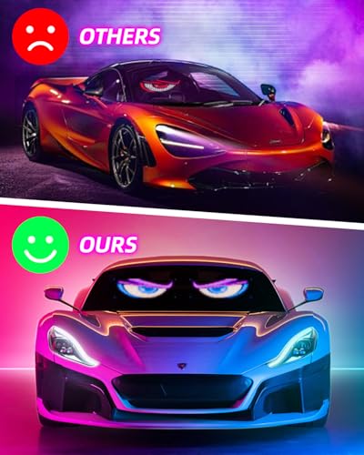 2pcs Devil Eyes Light for Windshield,14“*4”Programmable Flexible LED Display with Remote/App Control,Custom Animations, Patterns & Text,for Store、Cars、 Trucks - size: 14"*4"/2pcs