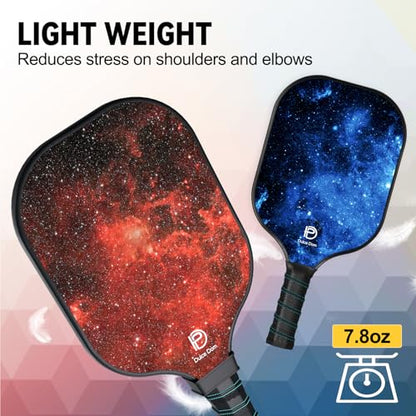 Dulce DOM Pickleball Paddles Set of 2/4 - USAPA Approved, 4 Indoor Outdoor Pickleball Balls, Fiberglass Surface Paddle Racket with Cover Bag, Ideal Training Equipment Gift for Men & Women - color: Blue Red*2