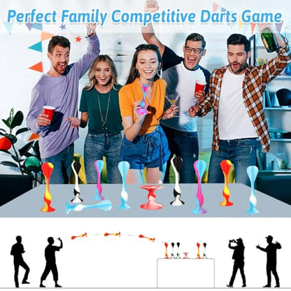 Outdoor Throwing Games Silicone Soft Darts Toys, 12Pcs Suction Cup Sticky Flying Darts, Fun Party Yard Game for Adults Kids, Beach Backyard Family Activity