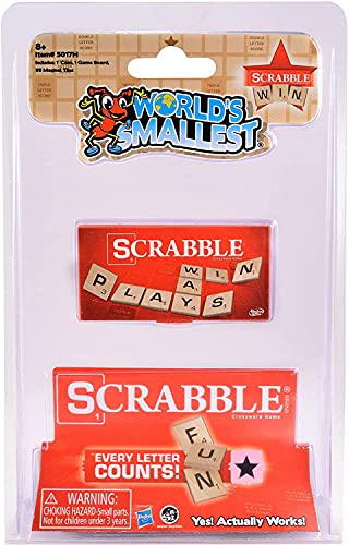 World's Smallest Scrabble, Miniature Magnetic Board, 98 Letters, 5 Blank Tiles & Portable Case, Family Game, Classic Scrabble Game, Perfect for Stocking Stuffers, Easter Gifts, Party Favors, Ages 8+