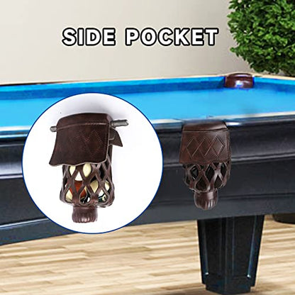 GSE Games & Sports Expert Set of 6 Heavy Duty PU Leather Billiard Pool Table Pockets, Billiard Pool Table Accessories (Several Colors & Styles Available) - color: Walnut - Diamond