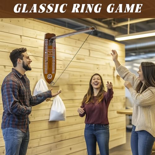 Ring Toss Game – Hook and Ring Game with Foldable Arm for Indoor and Outdoor Fun, Perfect for Game Rooms