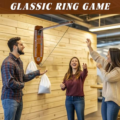 Ring Toss Game – Hook and Ring Game with Foldable Arm for Indoor and Outdoor Fun, Perfect for Game Rooms