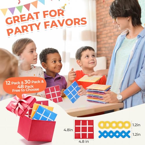 JoyCat 48 Pack Tic Tac Toe Party Favors for Kids, Felt Travel Board Games with Storage Pouch, Classroom Prizes, Goodie Bag Stuffers, Birthday Gifts for Students(Classic) - style: Classic