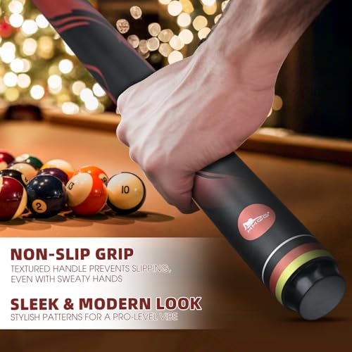 HMQQ 58" One Piece Fiberglass Pool Cue Stick Set of 4, 21oz Warp-Resistant Billiard Cues with Leather Tip, Premium Matte Finish Bar Pool Sticks for House Use, Red & White - color: Red