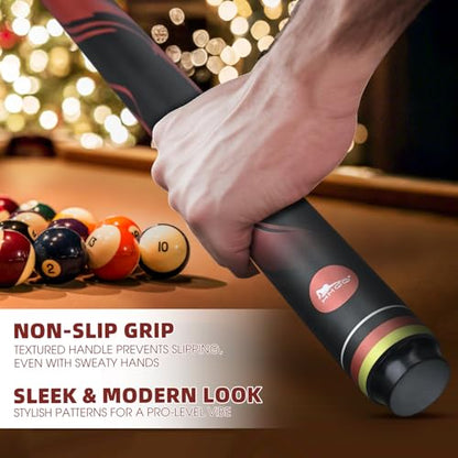 HMQQ 58" One Piece Fiberglass Pool Cue Stick Set of 4, 21oz Warp-Resistant Billiard Cues with Leather Tip, Premium Matte Finish Bar Pool Sticks for House Use, Red & White - color: Red