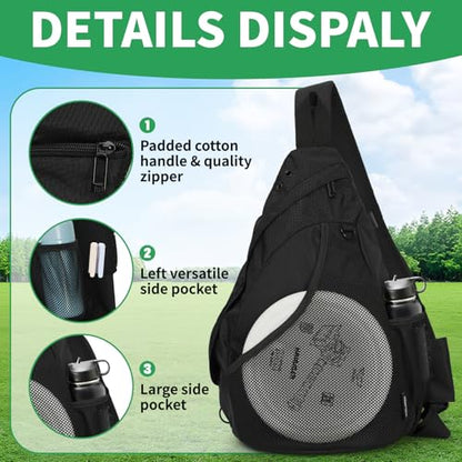 MOYAQI Disc Golf Bag with Retriever Holder and Storage Pockets, Disc Golf Backpack with 8-10 Disc Capacity, Padded Adjustable Strap and Back Panel, Lightweight and Durable - color: Dark black