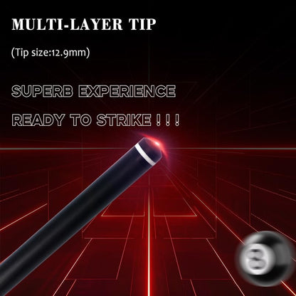 100% Carbon Fiber Shaft Billiard Cue 58" 19-21oz 1/2 Joint Carbon Fiber Pool Cue Stick 12.9mm Cue Tip - color: Red