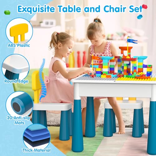 OCATO Kids Activity Table Toddlers Kids Table and Chair Set with 152Pcs Large Marble Run Building Blocks All in One Kid Play Water Tables Sand Tables, STEM Toys for Boys Girls 3 4 5 6 Year Old - color: Multicolor