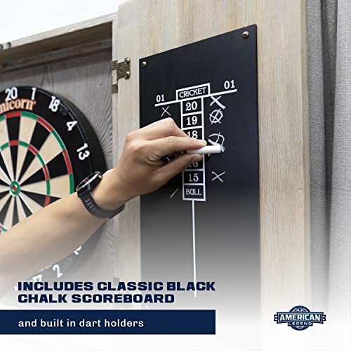 American Legend Barnwood Dartboard Cabinet with Wheat Finished Barn Style Doors - Dartboard Not Included