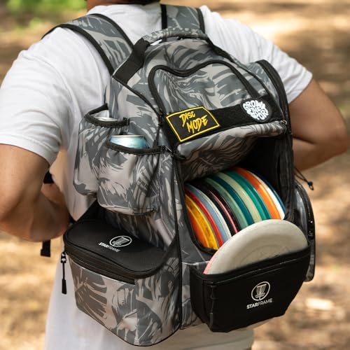 STAR FRAME Beast Disc Golf Bag With Cooler | 25+ Disc Frisbee Golf Backpack | 3-Can Insulated Cooler | Light Durable Gray Men Women Disc Golf Bag | Huge Storage & 12oz Can Holders - color: Gray