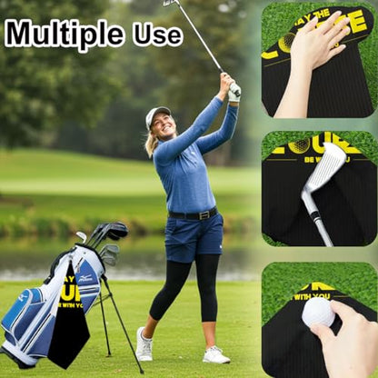May The Course Be with You Microfiber Golf Towel with Clip, Funny Golf Accessories Gifts for Men Women Golfers Grandpa Dad, Birthday Retirement Gifts for GolfFans Golfs Lover, 16x24 Inch - color: May the Course Be With You
