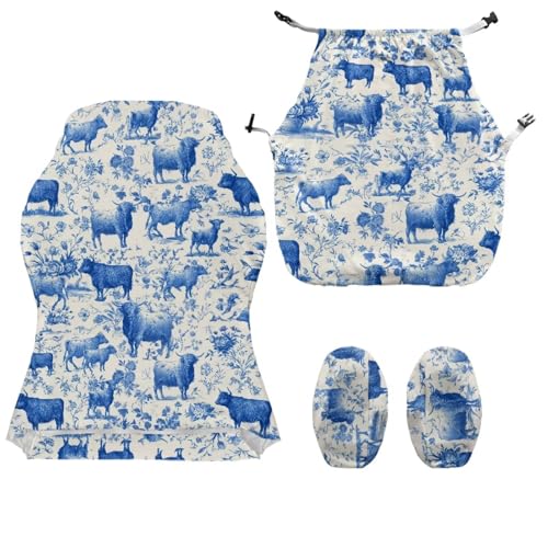 Suobstales Highland Cattle Floral Pattern Stretchable Gaming Chair Cover, Washable Anti-Scratch Slipcover with Armrest Protection, Cat Scratch Proof for Office and Computer Chairs - color: Highland Cattle Floral