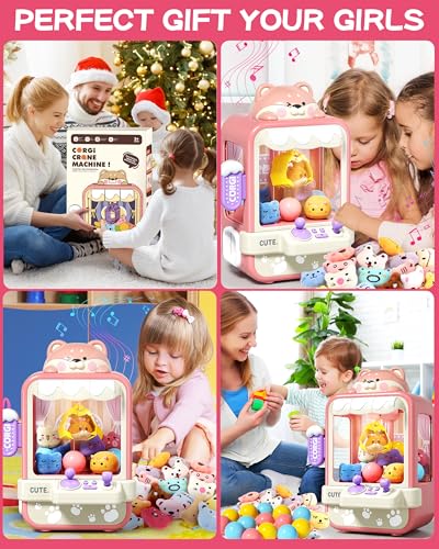 Jovow Claw Machine for Kids, Mini Vending Machine with Music, Prize Dispenser Toys for Girls and Boys, Electronic Claw Game Machine for Party Birthdays, Includes 35 Mini Toys (Small)