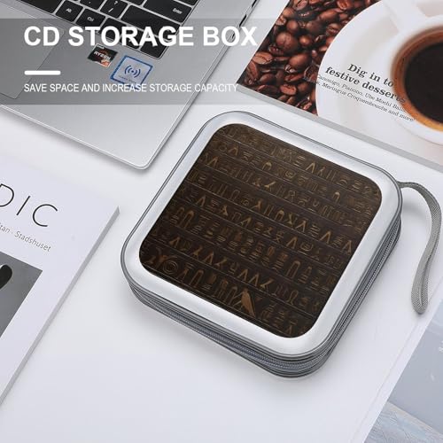 Ancient Egyptian Hieroglyph Portable CD Case Holder,DVD Wallet Holder 40 Capacity CD Cases Storage DVD Book Binder for Car Home Travel - color: Ancient Egyptian Hieroglyph