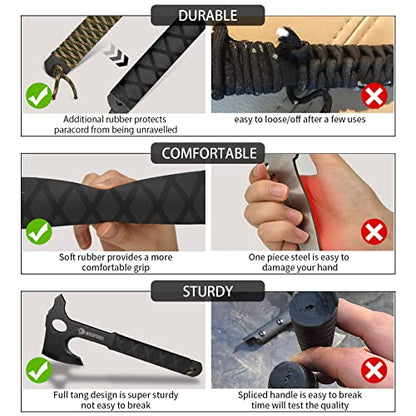 NedFoss Throwing Axe Set, 10.2'' Full Tang Throwing Hatchet with Sheath, Updated TPR Rubber Wrapped Handle, Perfect for Competition and Recreation