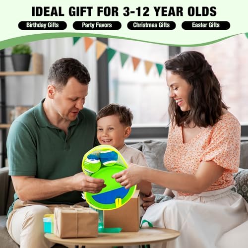 Sticky Toss and Catch Ball Game Set - Kids & Toddlers Outdoor Indoor Activity Toys for Boys Girls 3 4 5 6 7 8-12 Year Old - Great Games for Beach Pool Yard - Birthday Gifts Easter Basket Stuffers - size: 2 paddles 2 balls