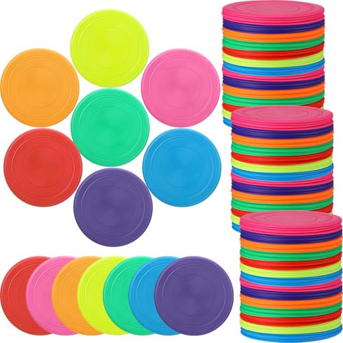 Vinsot 56 Pcs Flying Discs Bulk –7 Inch Flying Discs for Kids Dogs Outdoor Game Toy Kindergarten Teaching Soft Rubber Flyer Disc for Children Adults Sports Party Favors, 7 Colors