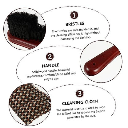 Abaodam Portable Pool Table Cleaning Brushes Set Ergonomic Billiard Table Rail Brush Reusable Easy to Clean Compact Design for Convenient Use