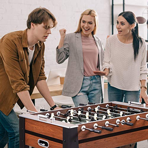 GLACER Foosball Table, 54" Wooden Full Size Foosball Table with 2 Balls, Adjustable Leg Levelers, Sliding Bead Scorers, Indoor Outdoor Soccer Table Game for Adults, Kids, Game Room, Home, Office