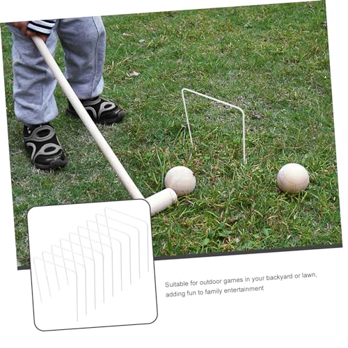 Happyyami 9pcs Heavy Duty Croquet Wickets Replacement Iron Gateball Accessories Lawn Game Toy