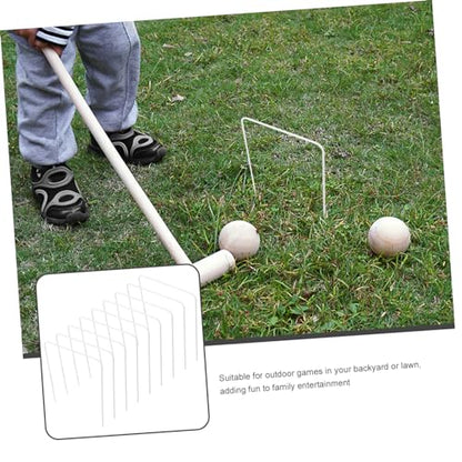 Happyyami 9pcs Heavy Duty Croquet Wickets Replacement Iron Gateball Accessories Lawn Game Toy