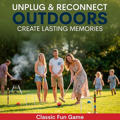 Premium Croquet Set for Adults – Deluxe Croquet Sets for Families with 35'' Wooden Mallets, Polymer Balls, Carrying Bag – Classic Outdoor Game and Lawn Play
