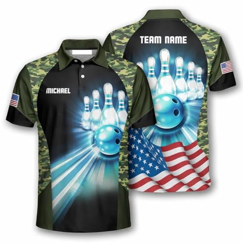 GABITA Personalized Bowling Jerseys for Men, Custom Bowling Polo Shirt, Bowling Shirts Gift for Bowler Team Player - color: A65