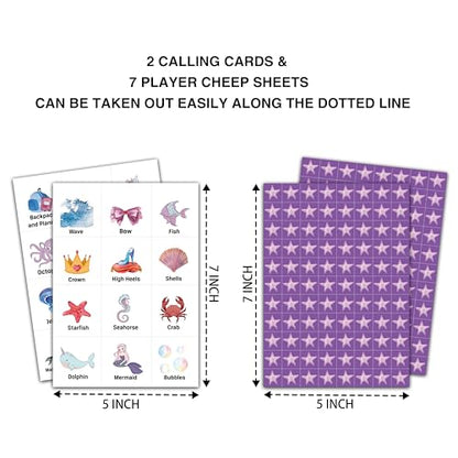 Mermaid Bingo Cards, Mermaid Bingo Games for 24 Players, Under The Sea Party Games for Family Friends Large Group Activities, Birthday Party Favors Supplies Decorations(27) - style: Purple Mermaid