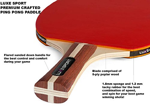 Ping Pong Paddle Set of 4 -Full Table Tennis Bundle includes 4 Ping Pong Paddles, 8 Three Star Balls, Portable Storage Travel Bag/Case - Racket Kit 2 or 4 Players - Recreational Indoor/Outdoor Games