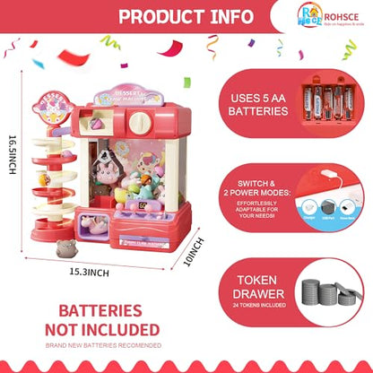 Claw Machine for Kids, Mini Vending Machine Toy for Girls, Arcade Game Toy for Ages 8-13, Electronic Claw Game with Lights & Sound, Perfect for Parties & Birthday Gifts for Ages 4+