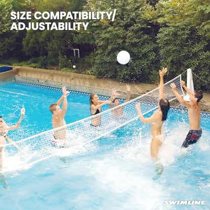 SWIMLINE Original Pool Volleyball Net Games Set with Ball Adjustable Up to 34 Feet Wide | for Kids & Adults | 2 Stable Water-Fill Bases | Easy Assembly Compatible W/Outdoor & Indoor Inground Pools - style: Classic Volleyball Game